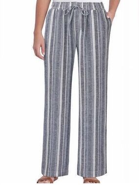 Briggs New York Gray & White Vertical Stripe Wide Leg Pants